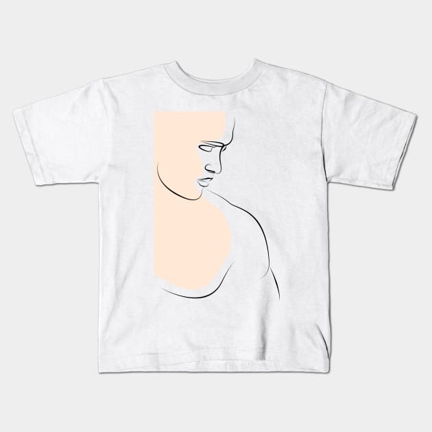 Minimalist Clean Design Line Art Man Kids T-Shirt by 4U2NV-LDN